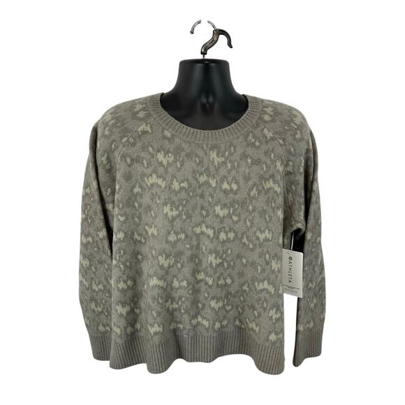 NWT Athleta Hawthorn Textured Crew Sweater Animal Print Sz XL Merino Wool Blend - Picture 1 of 15